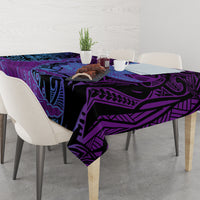 Hawaiian Volcano and Shark Tablecloth Polynesian and Hibiscus Pattern Violet Gradient LT03 - Polynesian Pride