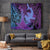 Hawaiian Volcano and Shark Tapestry Polynesian and Hibiscus Pattern Violet Gradient