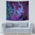 Hawaiian Volcano and Shark Tapestry Polynesian and Hibiscus Pattern Violet Gradient