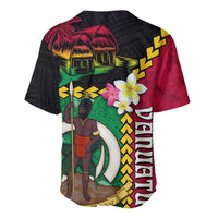 Vanuatu Nakamal and Plumeria Flowers Baseball Jersey Polynesian Pattern LT03 - Polynesian Pride