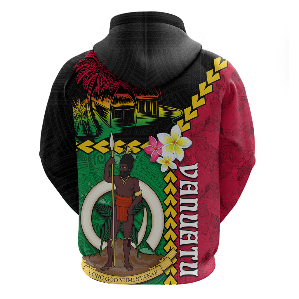 Vanuatu Nakamal and Plumeria Flowers Hoodie Polynesian Pattern LT03 - Polynesian Pride