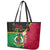 Vanuatu Nakamal and Plumeria Flowers Leather Tote Bag Polynesian Pattern