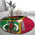 Vanuatu Nakamal and Plumeria Flowers Round Carpet Polynesian Pattern