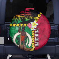 Vanuatu Nakamal and Plumeria Flowers Spare Tire Cover Polynesian Pattern LT03 - Polynesian Pride