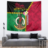 Vanuatu Nakamal and Plumeria Flowers Tapestry Polynesian Pattern LT03 Black - Polynesian Pride