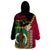 Vanuatu Nakamal and Plumeria Flowers Wearable Blanket Hoodie Polynesian Pattern