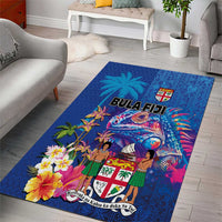 Fiji Bula Area Rug Tropical Plants with Palm Tree and Iguana Colorful LT03 - Polynesian Pride