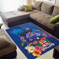 Fiji Bula Area Rug Tropical Plants with Palm Tree and Iguana Colorful LT03 - Polynesian Pride