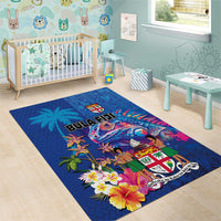 Fiji Bula Area Rug Tropical Plants with Palm Tree and Iguana Colorful LT03 - Polynesian Pride