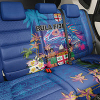 Fiji Bula Back Car Seat Cover Tropical Plants with Palm Tree and Iguana Colorful LT03 - Polynesian Pride