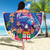 Fiji Bula Beach Blanket Tropical Plants with Palm Tree and Iguana Colorful LT03 - Polynesian Pride
