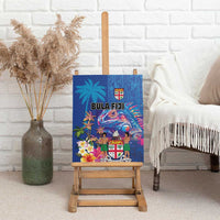Fiji Bula Canvas Wall Art Tropical Plants with Palm Tree and Iguana Colorful LT03 - Polynesian Pride