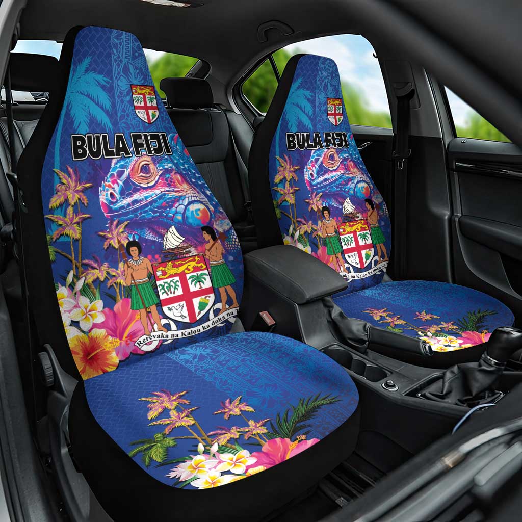 Fiji Bula Car Seat Cover Tropical Plants with Palm Tree and Iguana Colorful LT03 One Size Blue - Polynesian Pride