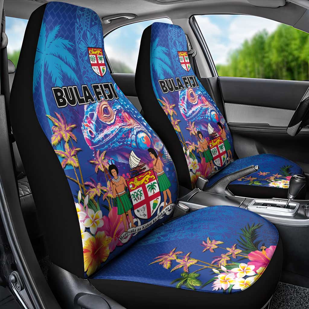 Fiji Bula Car Seat Cover Tropical Plants with Palm Tree and Iguana Colorful LT03 - Polynesian Pride