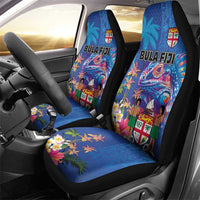 Fiji Bula Car Seat Cover Tropical Plants with Palm Tree and Iguana Colorful LT03 - Polynesian Pride