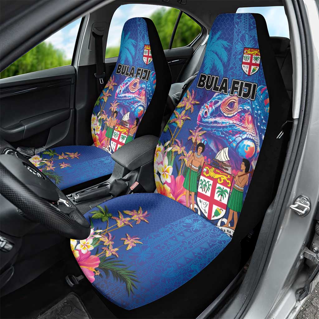 Fiji Bula Car Seat Cover Tropical Plants with Palm Tree and Iguana Colorful LT03 - Polynesian Pride