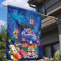 Fiji Bula Garden Flag Tropical Plants with Palm Tree and Iguana Colorful LT03 - Polynesian Pride
