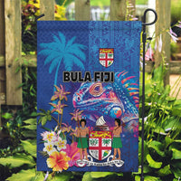 Fiji Bula Garden Flag Tropical Plants with Palm Tree and Iguana Colorful LT03 Garden Flag Blue - Polynesian Pride