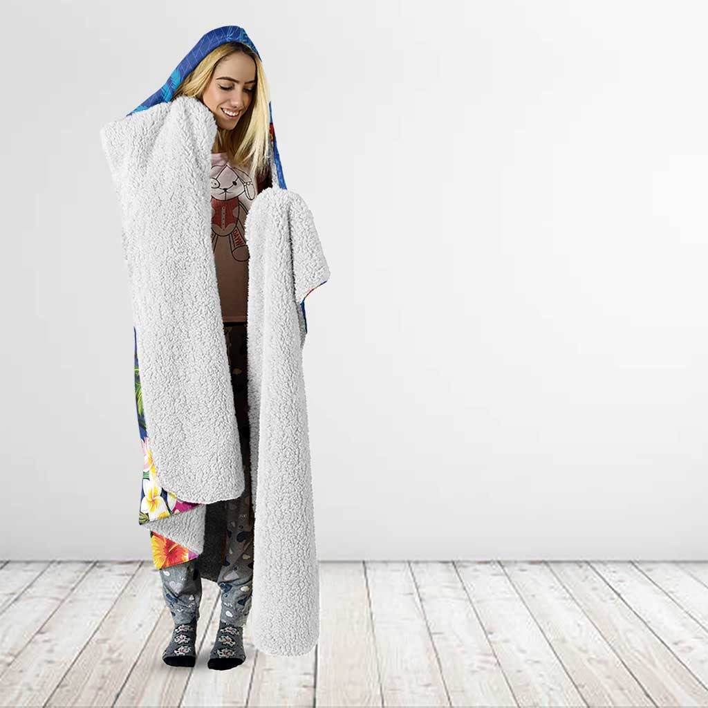 Fiji Bula Hooded Blanket Tropical Plants with Palm Tree and Iguana Colorful LT03 - Polynesian Pride