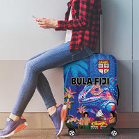 Fiji Bula Luggage Cover Tropical Plants with Palm Tree and Iguana Colorful LT03 - Polynesian Pride