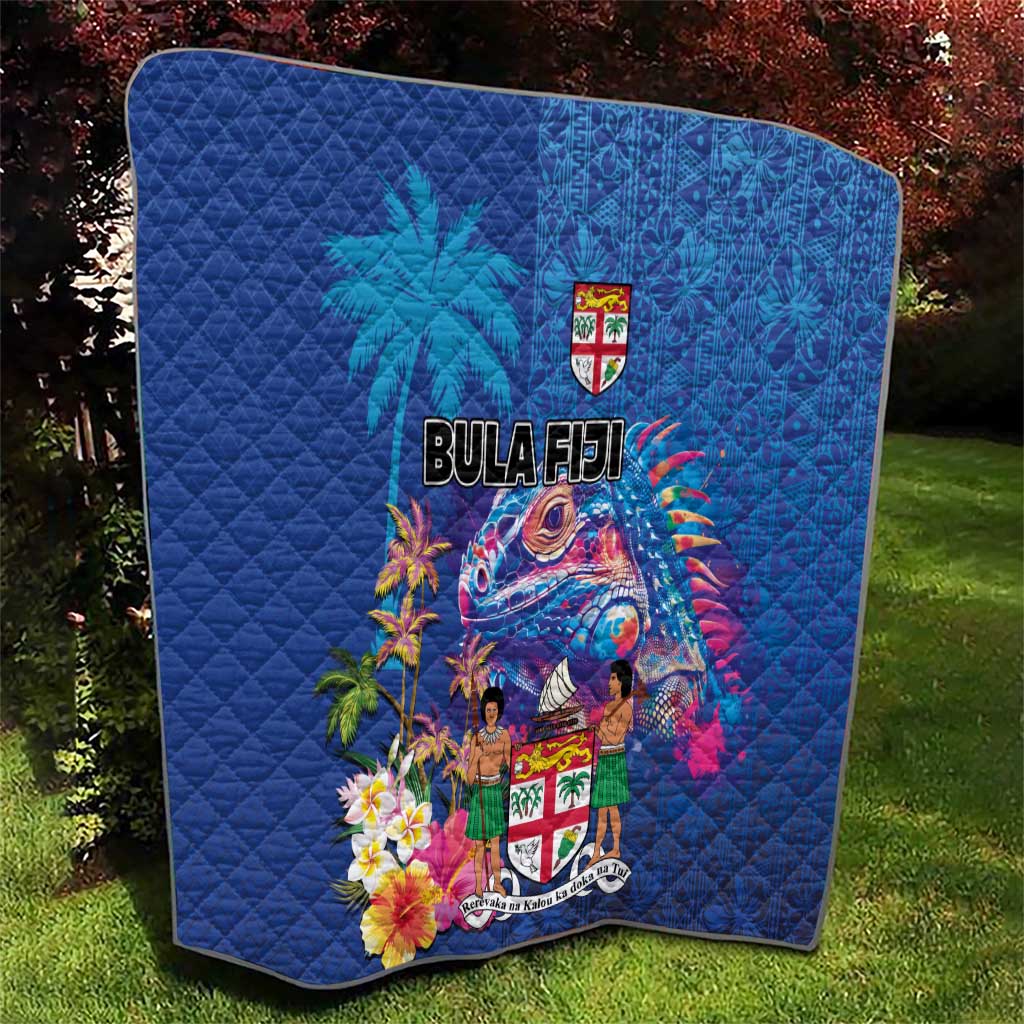Fiji Bula Quilt Tropical Plants with Palm Tree and Iguana Colorful LT03 - Polynesian Pride