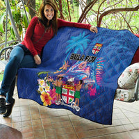 Fiji Bula Quilt Tropical Plants with Palm Tree and Iguana Colorful LT03 - Polynesian Pride