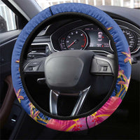 Fiji Bula Steering Wheel Cover Tropical Plants with Palm Tree and Iguana Colorful LT03 - Polynesian Pride