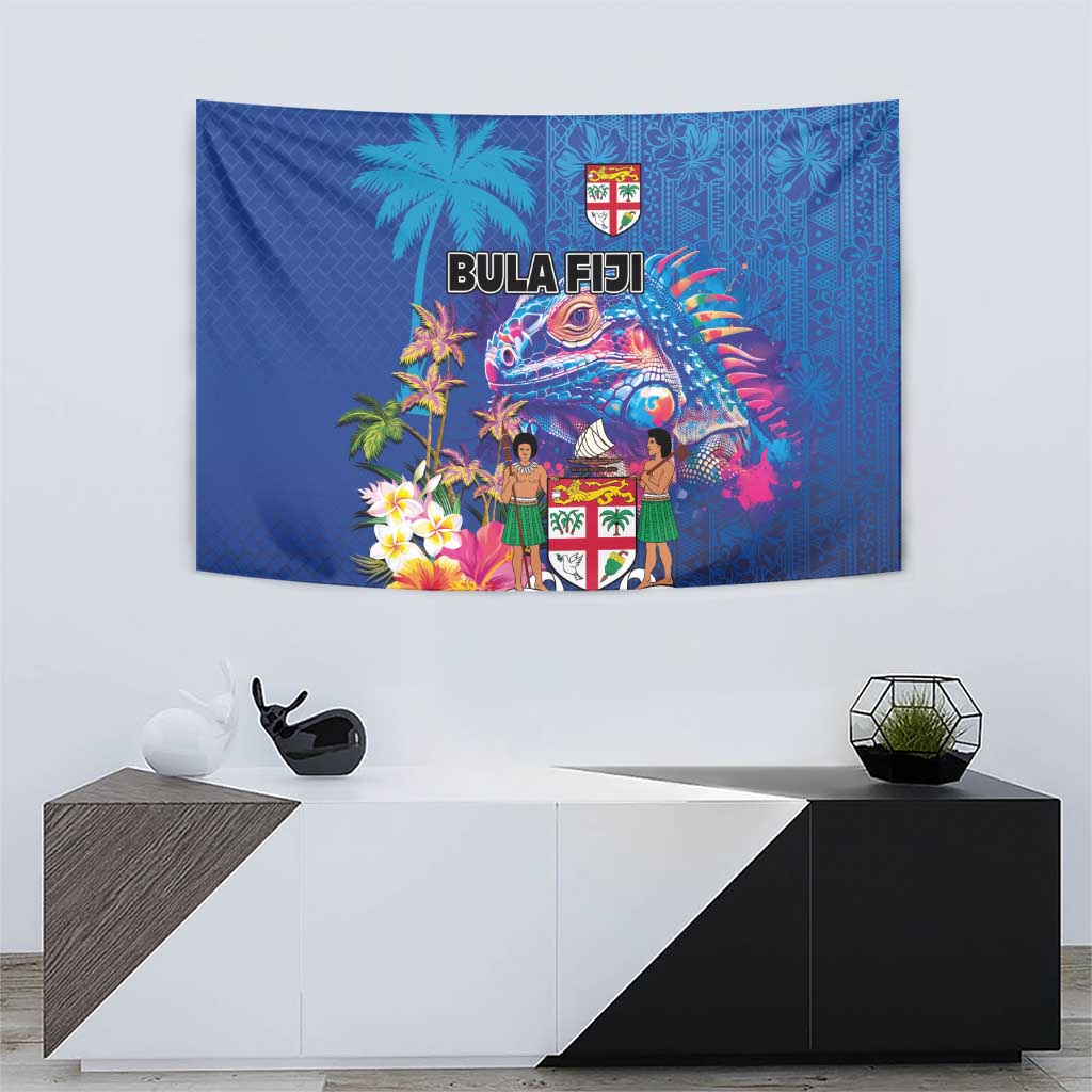 Fiji Bula Tapestry Tropical Plants with Palm Tree and Iguana Colorful LT03 - Polynesian Pride