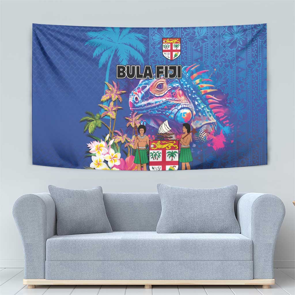 Fiji Bula Tapestry Tropical Plants with Palm Tree and Iguana Colorful LT03 - Polynesian Pride