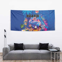 Fiji Bula Tapestry Tropical Plants with Palm Tree and Iguana Colorful LT03 - Polynesian Pride