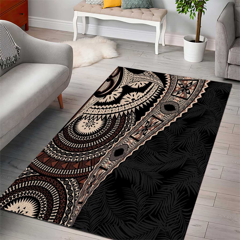 Fiji Traditional Masi Area Rug Tapa Art Palm Leaves Pattern LT03 - Polynesian Pride