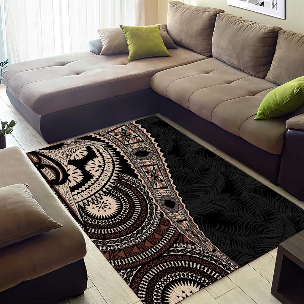Fiji Traditional Masi Area Rug Tapa Art Palm Leaves Pattern LT03 - Polynesian Pride