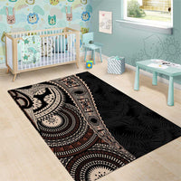 Fiji Traditional Masi Area Rug Tapa Art Palm Leaves Pattern LT03 - Polynesian Pride