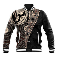 Fiji Traditional Masi Baseball Jacket Tapa Art Palm Leaves Pattern LT03 Unisex Brown - Polynesian Pride