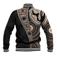 Fiji Traditional Masi Baseball Jacket Tapa Art Palm Leaves Pattern LT03 - Polynesian Pride
