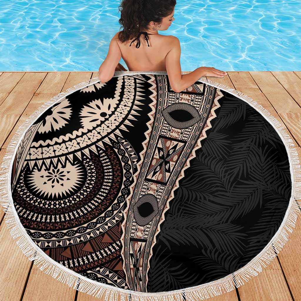 Fiji Traditional Masi Beach Blanket Tapa Art Palm Leaves Pattern LT03 - Polynesian Pride