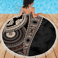 Fiji Traditional Masi Beach Blanket Tapa Art Palm Leaves Pattern LT03 - Polynesian Pride