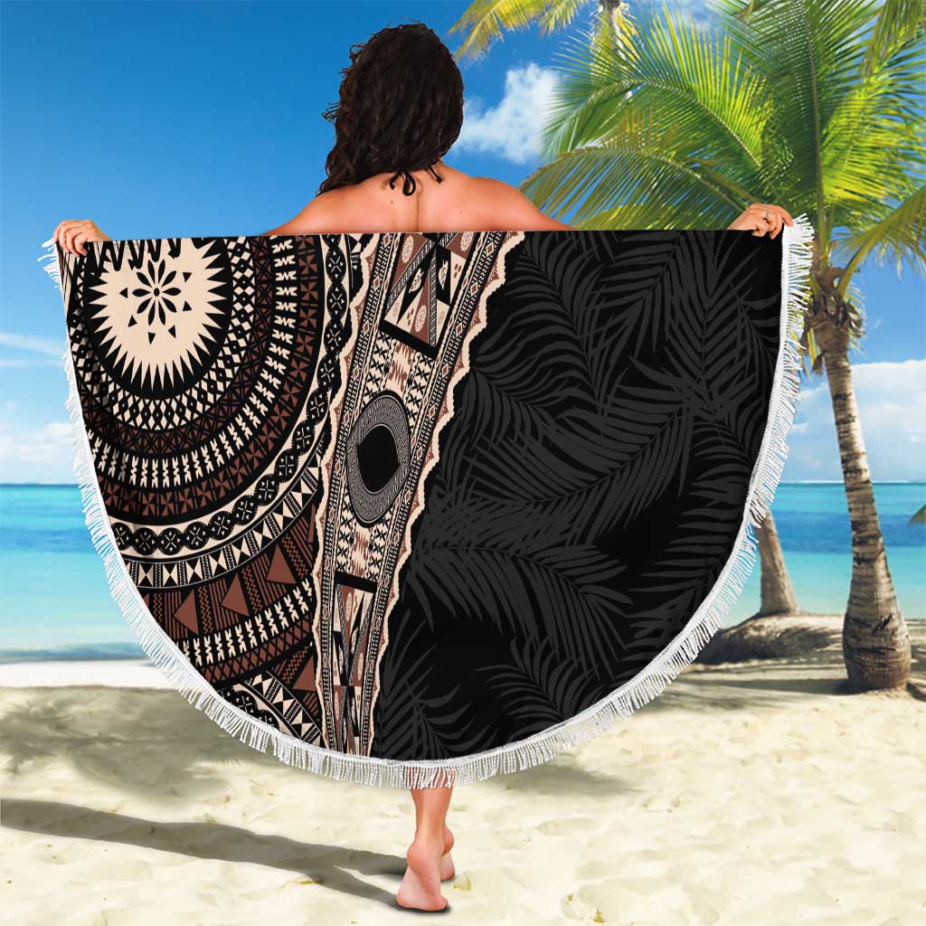 Fiji Traditional Masi Beach Blanket Tapa Art Palm Leaves Pattern LT03 - Polynesian Pride