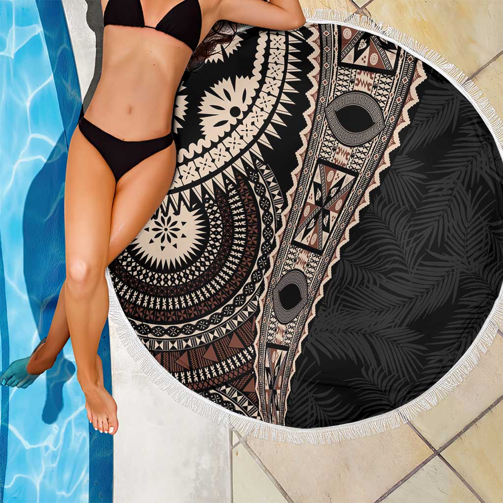 Fiji Traditional Masi Beach Blanket Tapa Art Palm Leaves Pattern LT03 - Polynesian Pride