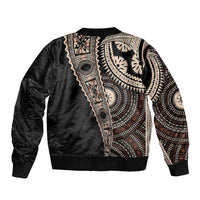 Fiji Traditional Masi Bomber Jacket Tapa Art Palm Leaves Pattern LT03 - Polynesian Pride