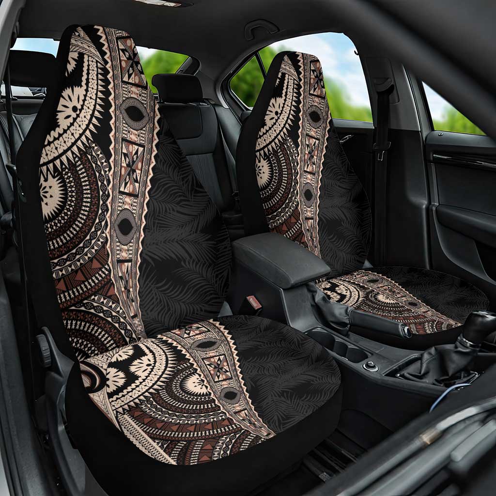 Fiji Traditional Masi Car Seat Cover Tapa Art Palm Leaves Pattern LT03 One Size Brown - Polynesian Pride