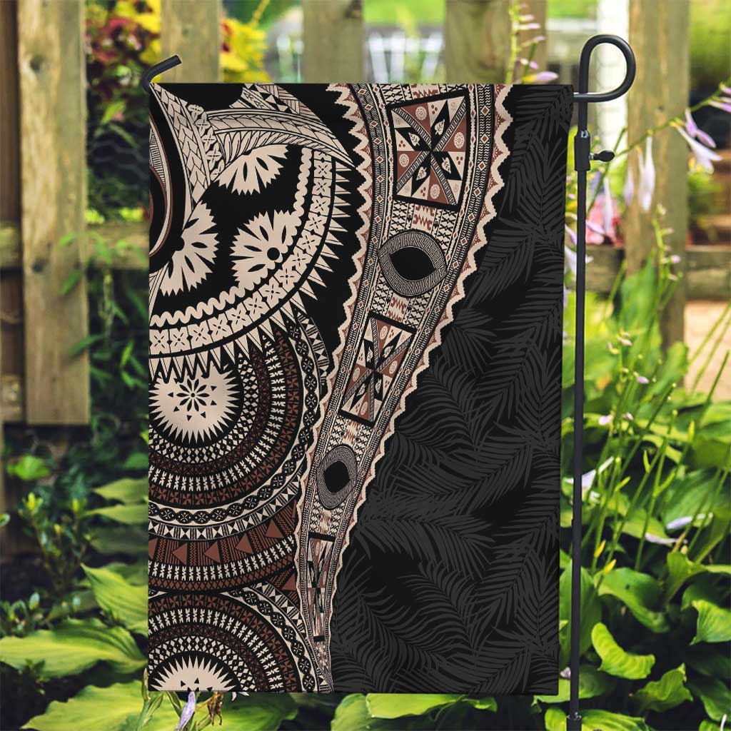 Fiji Traditional Masi Garden Flag Tapa Art Palm Leaves Pattern LT03 Garden Flag Brown - Polynesian Pride