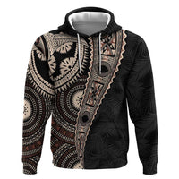 Fiji Traditional Masi Hoodie Tapa Art Palm Leaves Pattern LT03 Pullover Hoodie Brown - Polynesian Pride