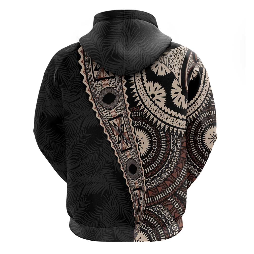 Fiji Traditional Masi Hoodie Tapa Art Palm Leaves Pattern LT03 - Polynesian Pride