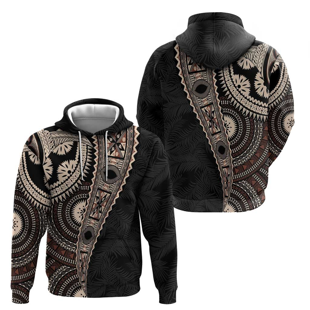 Fiji Traditional Masi Hoodie Tapa Art Palm Leaves Pattern LT03 - Polynesian Pride