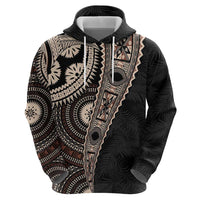 Fiji Traditional Masi Hoodie Tapa Art Palm Leaves Pattern LT03 - Polynesian Pride