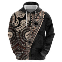 Fiji Traditional Masi Hoodie Tapa Art Palm Leaves Pattern LT03 - Polynesian Pride