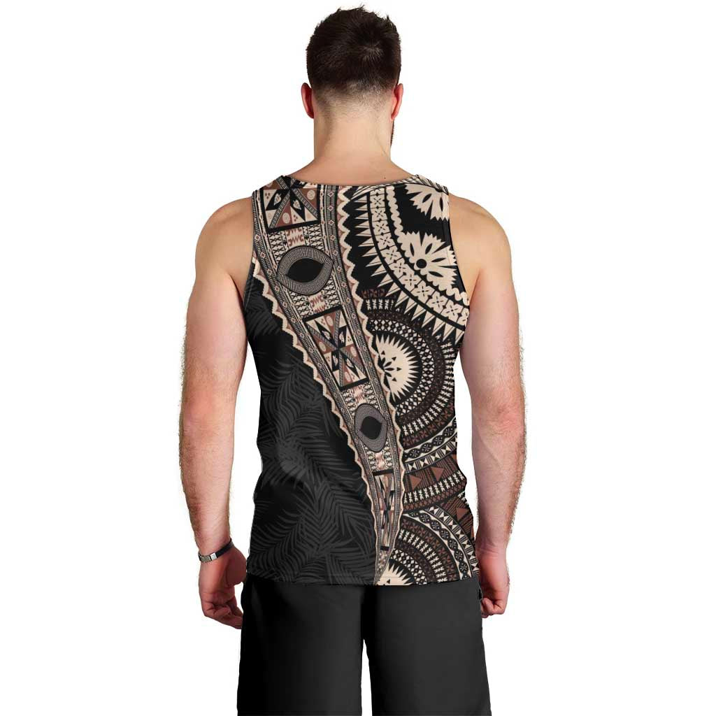 Fiji Traditional Masi Men Tank Top Tapa Art Palm Leaves Pattern LT03 - Polynesian Pride