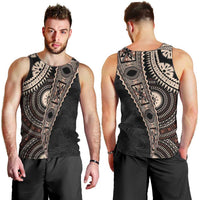 Fiji Traditional Masi Men Tank Top Tapa Art Palm Leaves Pattern LT03 - Polynesian Pride