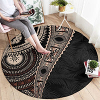 Fiji Traditional Masi Round Carpet Tapa Art Palm Leaves Pattern LT03 - Polynesian Pride